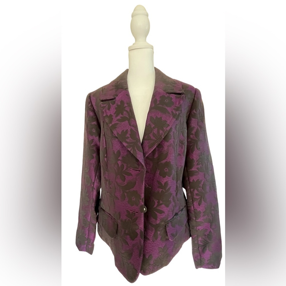 Clearance: Studio 1940 BLAZER Purple With Textured Black Flowers Large